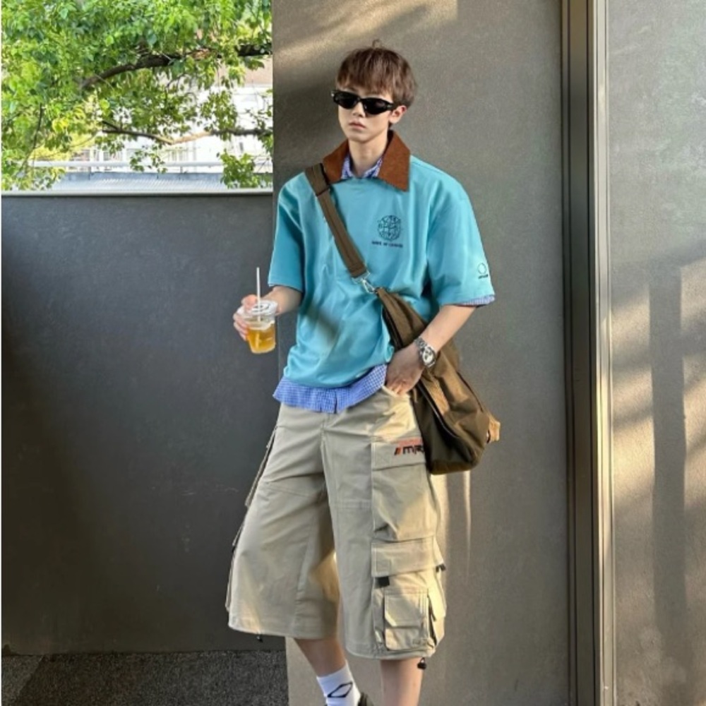 Men's Tan Cargo Long Shorts with Utility Pockets
